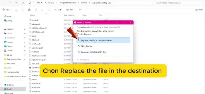 Thay thế File đã Active vào