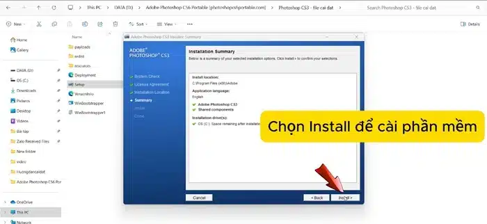 Chọn Install