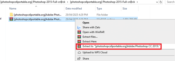 Giải nén Photoshop CC 2015 Portable
