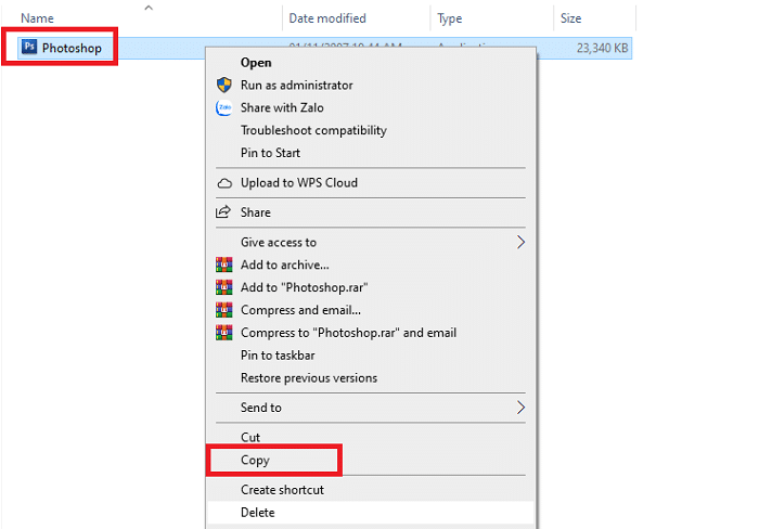 Sao chép file “Photoshop”