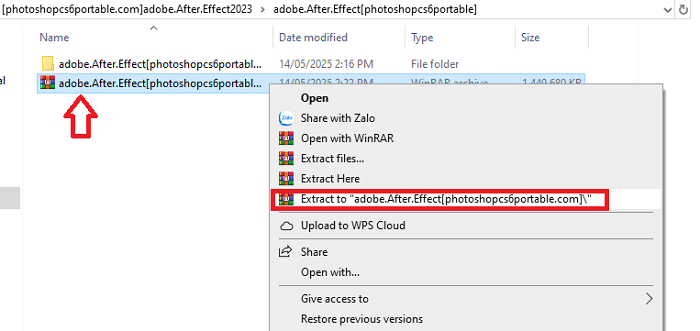 Giải nén File After Effect CS6 Portable