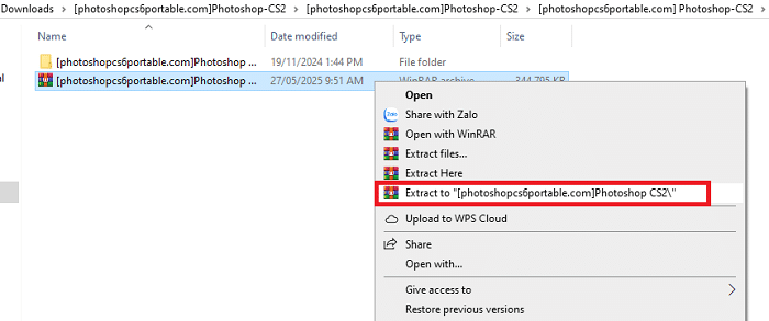 Giải nén Photoshop CS2 Full Portable