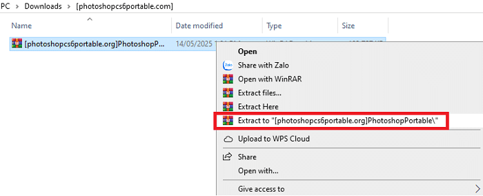 Giải nén File Photoshop CS6 Extended