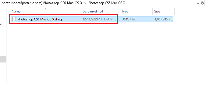 Chạy file .dmg để cài đặt Photoshop CS6 Portable MacOS
