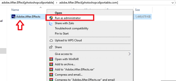 Cài đặt After Effect CS6 Portable
