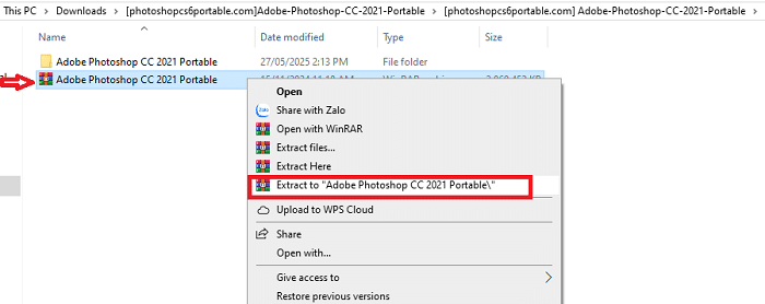 Giải nén File đã tải về