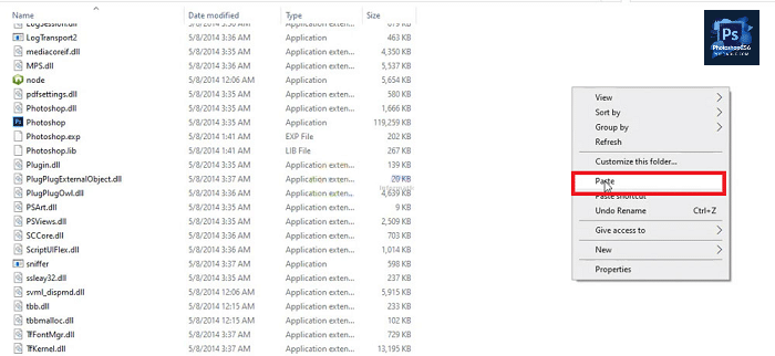 Dán file file amtlib.dll vào thư mục cài đặt Photoshop 2014