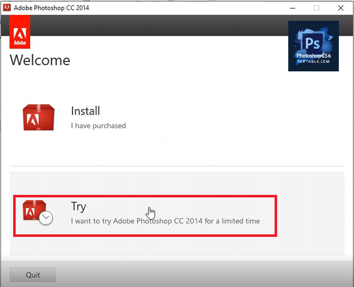 Nhấn Try để tiếp tục cài đặt