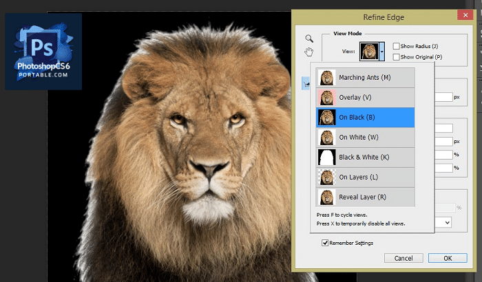 Chọn chế độ On Black (B)