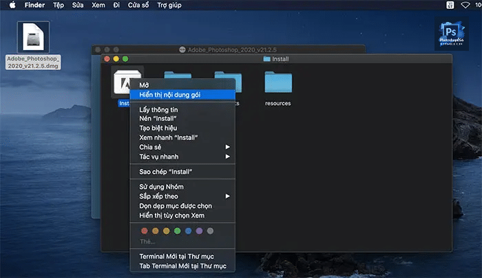 Chọn hiển thi các gói để mở file