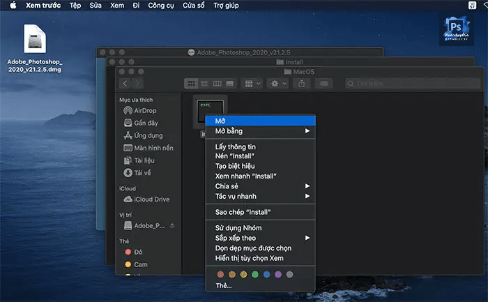 Chọn “Open” để mở
