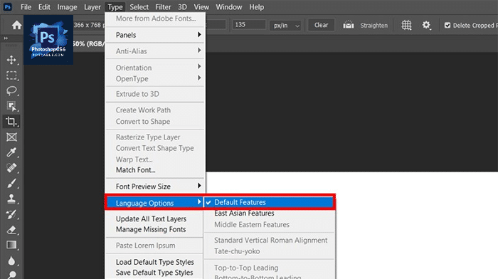 Vào menu Type để thiết lập tùy chỉnh