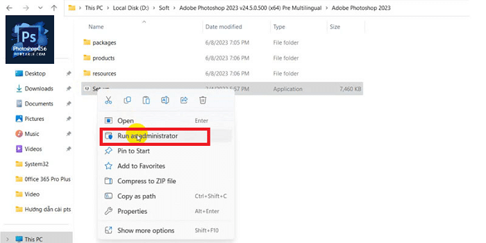 Cài đặt Photoshop 2023 Portable