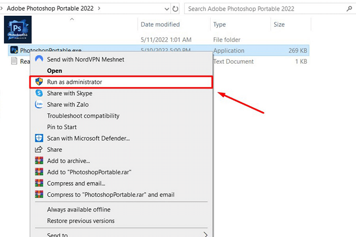 Cài đặt Photoshop CC 2022 Portable